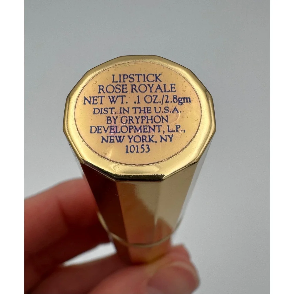 Vintage Rose Royale Lipstick Gold Tone Case New Unused Gryphon DevelopmentLP